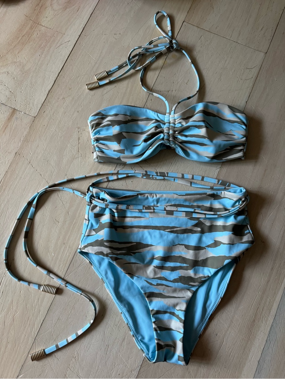 Jonathon Simkhai Landscape Horizon Zebra High Waisted Bikini Set